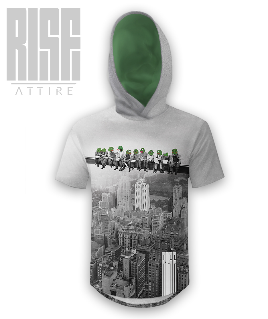 Pepes On A Skyscraper mens / unisex scoop cut hooded tee RISE ATTIRE