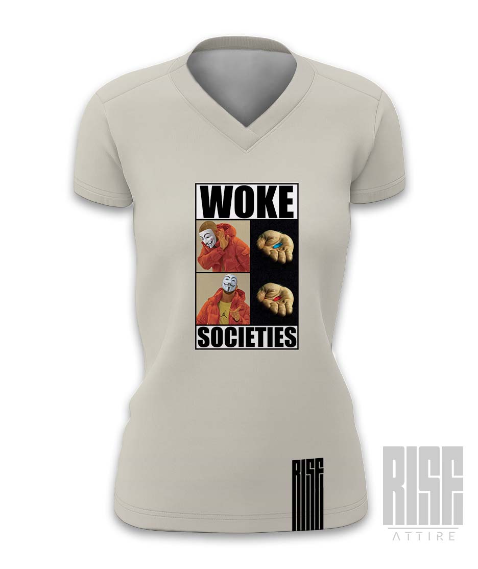 Woke Societies Gods Plan / womens v-neck tee / cream / RISE ATTIRE