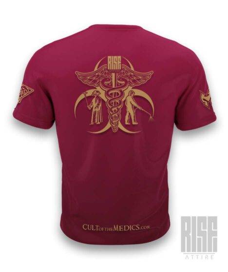 Cult of the Medics // Coat of Arms // Mens Unisex Tee // Ruby Red // RISE ATTIRE