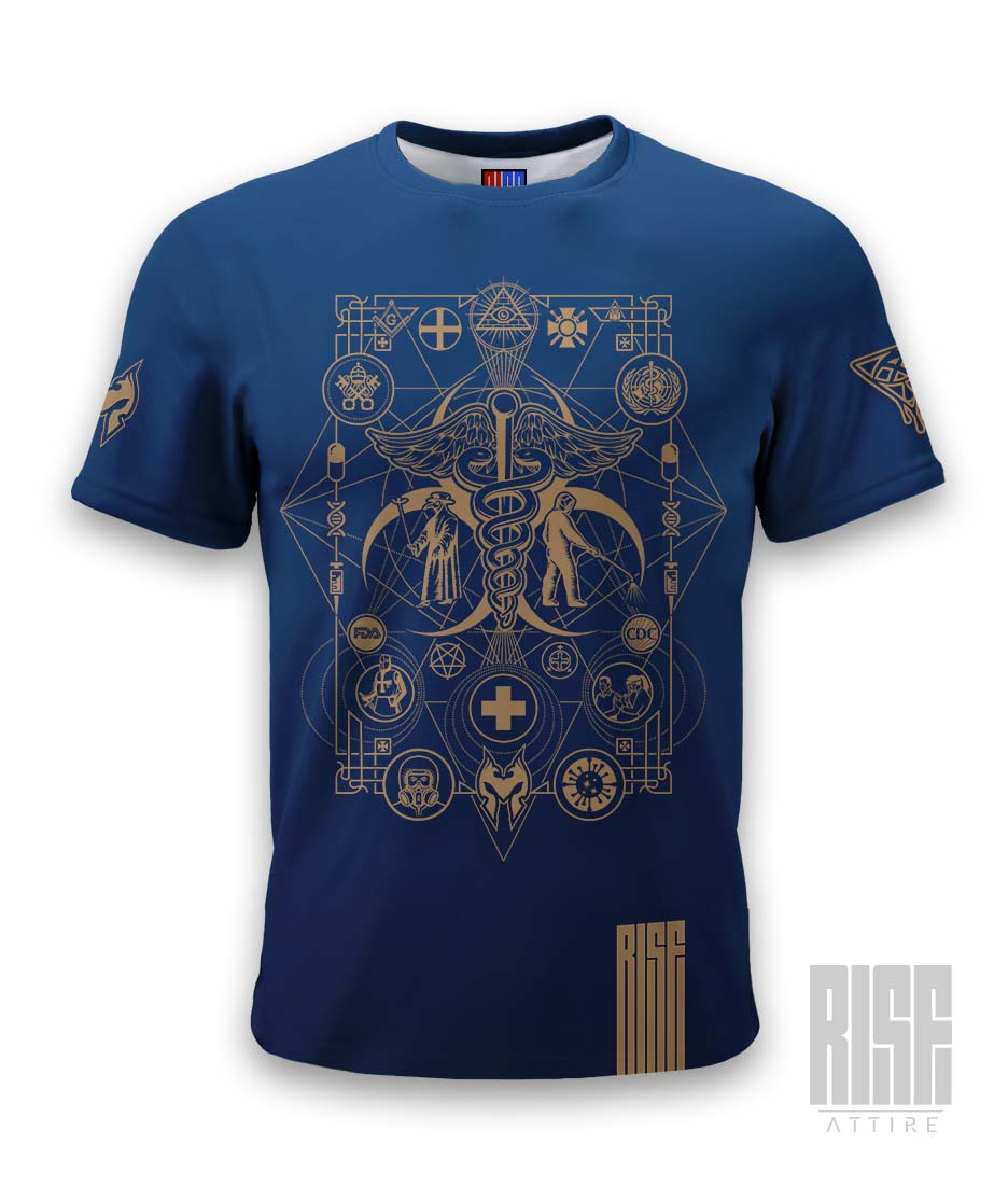 Cult of the Medics // Coat of Arms // Mens Unisex Tee // Royal Blue // RISE ATTIRE