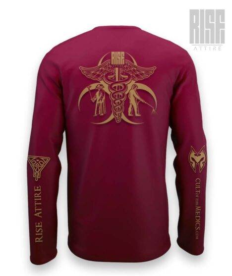 Cult of the Medics // Coat of Arms // Mens Unisex Longsleeve Tee / Sweater // Ruby Red // RISE ATTIRE
