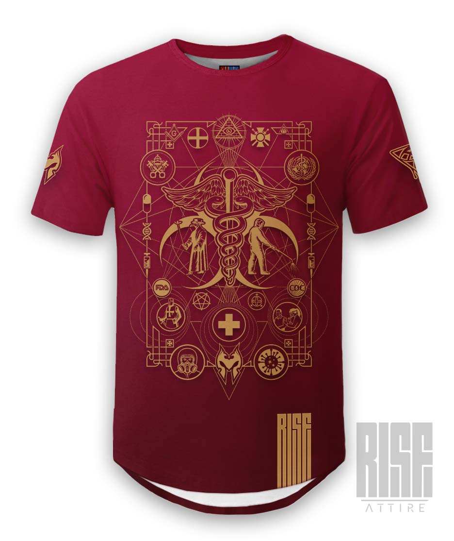 Cult of the Medics // Coat of Arms // Mens Unisex Scoop Cut Tee // Ruby Red // RISE ATTIRE