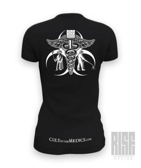 Cult of the Medics // Coat of Arms // Womens v-neck tee // Black // RISE ATTIRE