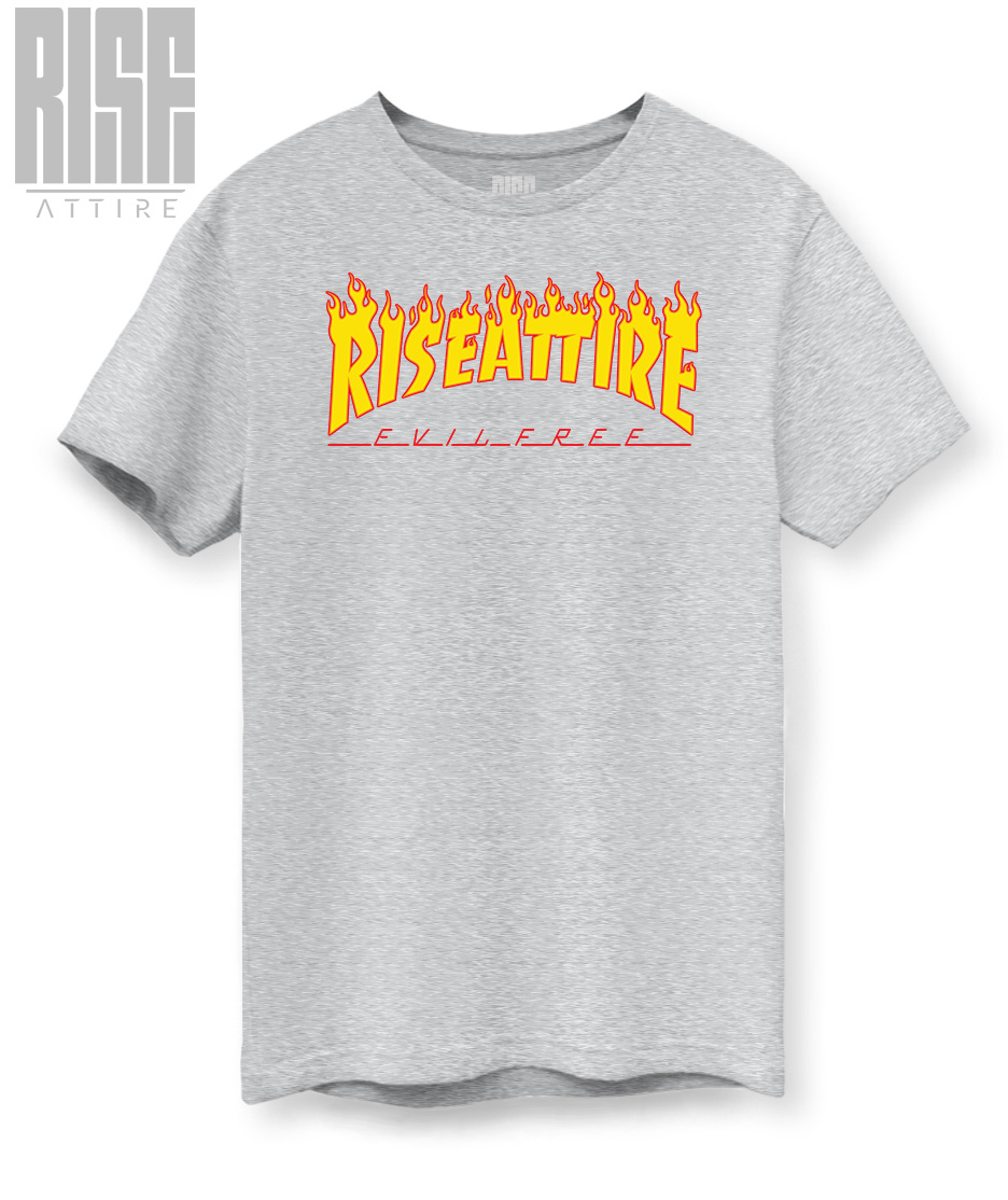 UP IN FLAMES // DTG // COTTON UNISEX TEE // GRAY