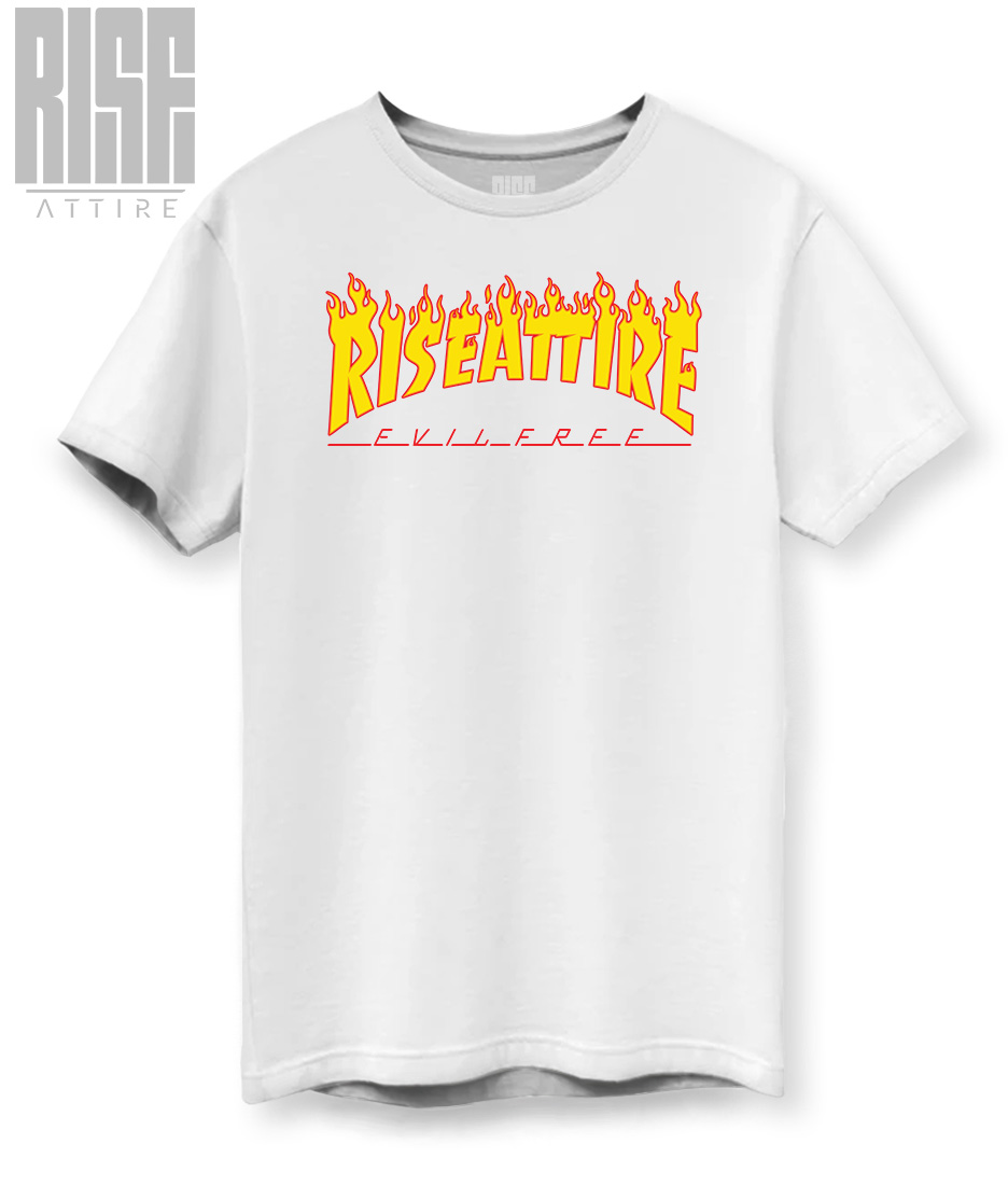 UP IN FLAMES // DTG // COTTON UNISEX TEE // WHITE