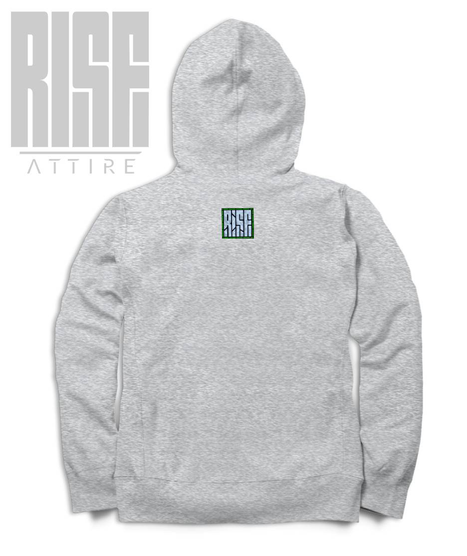 Archangel Pepe // RISE ATTIRE // DTG COTTON PULLOVER HOODIE // BACK // GRAY