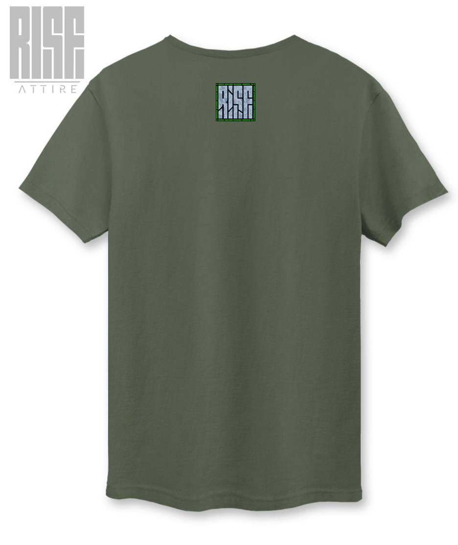 Archangel Pepe // RISE ATTIRE // DTG COTTON TEE // BACK // ARMY GREEN