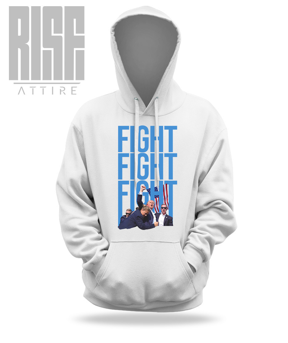 FIGHT2 // DTG COTTON UNISEX PULLOVER HOODIE // WHITE