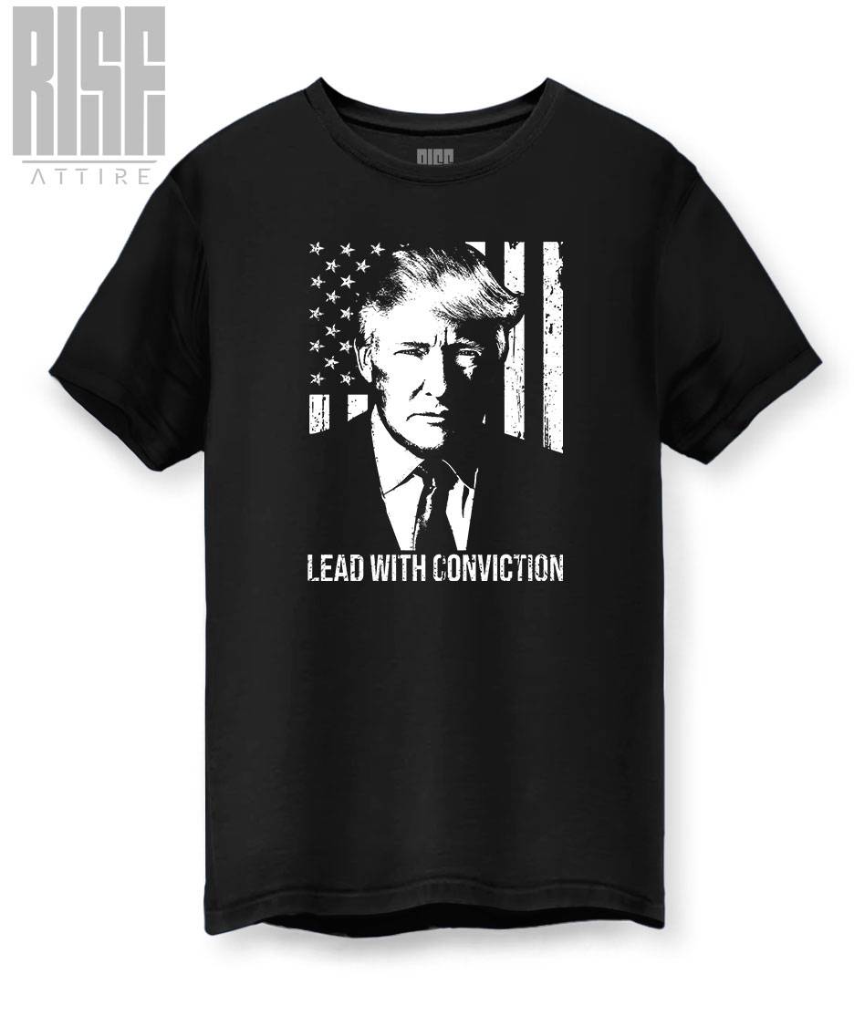 Lead with Conviction // Trump // Cotton DTG Unisex Tee // GRAY