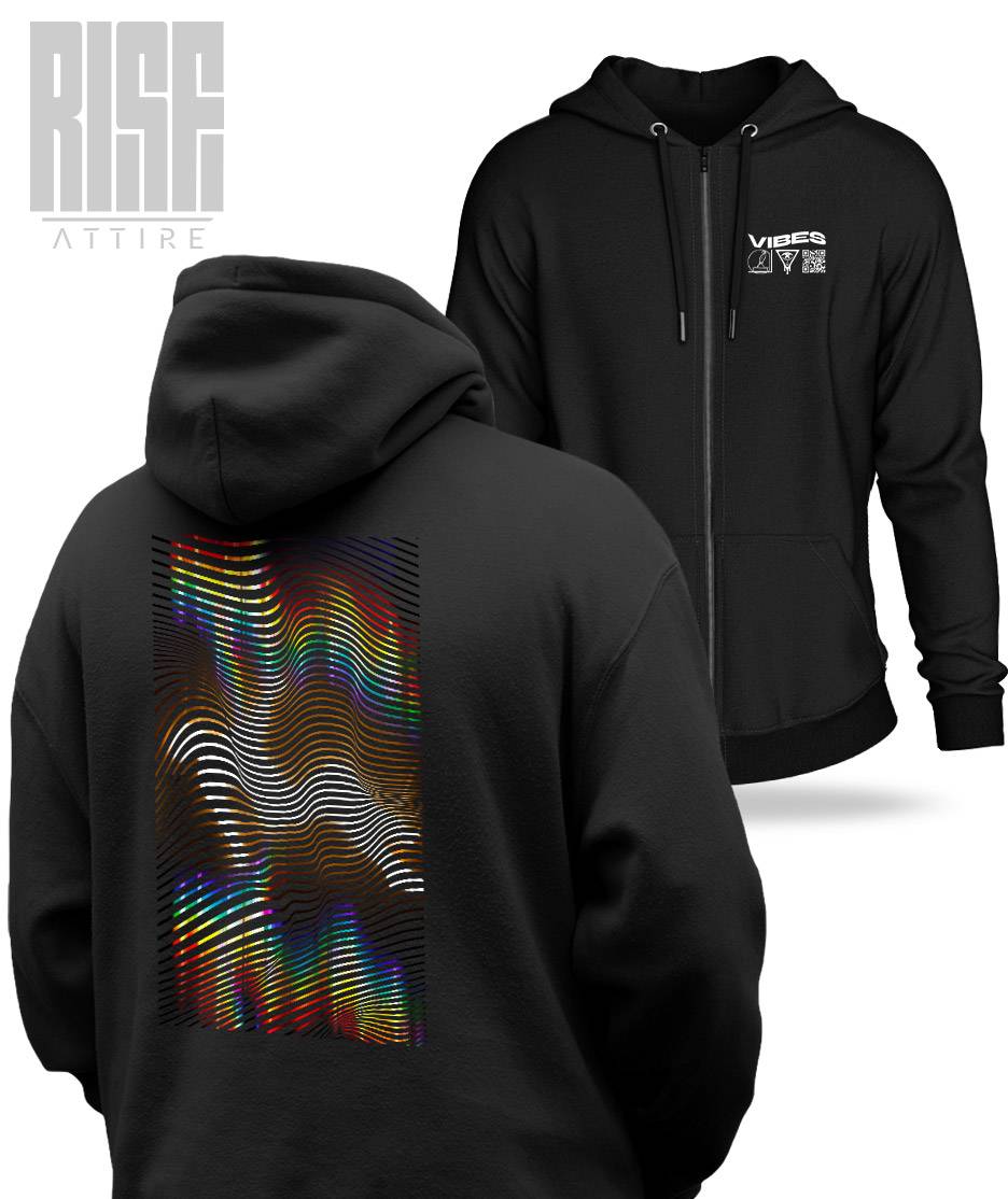 VIBES // Lines of Light V1 // Unisex Cotton Zip-Up Hoodie