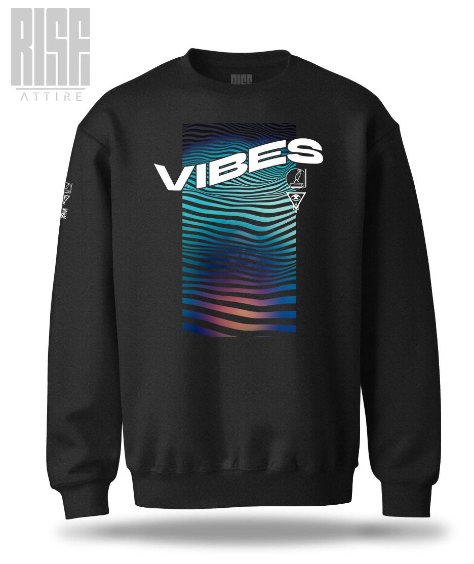 VIBES // Signature Series // Lines of Light V3 // Unisex Cotton Crewneck Sweater Sweatshirt