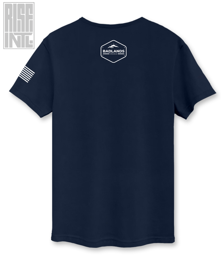 RISE INTL // Badlands Media // Sovereign Alliance // DTG Unisex Cotton Tee // Navy Blue // Back