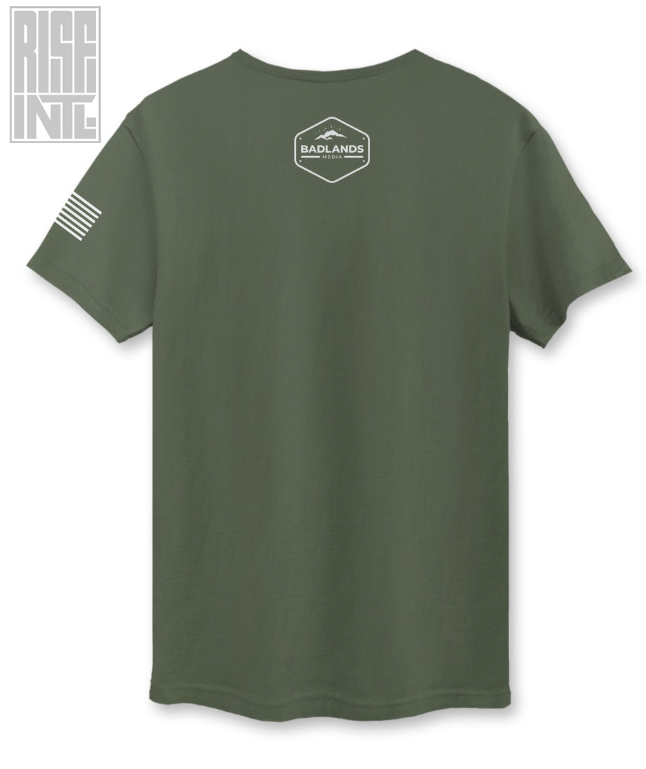 RISE INTL // Badlands Media // Sovereign Alliance // DTG Unisex Cotton Tee // Army Green // Back