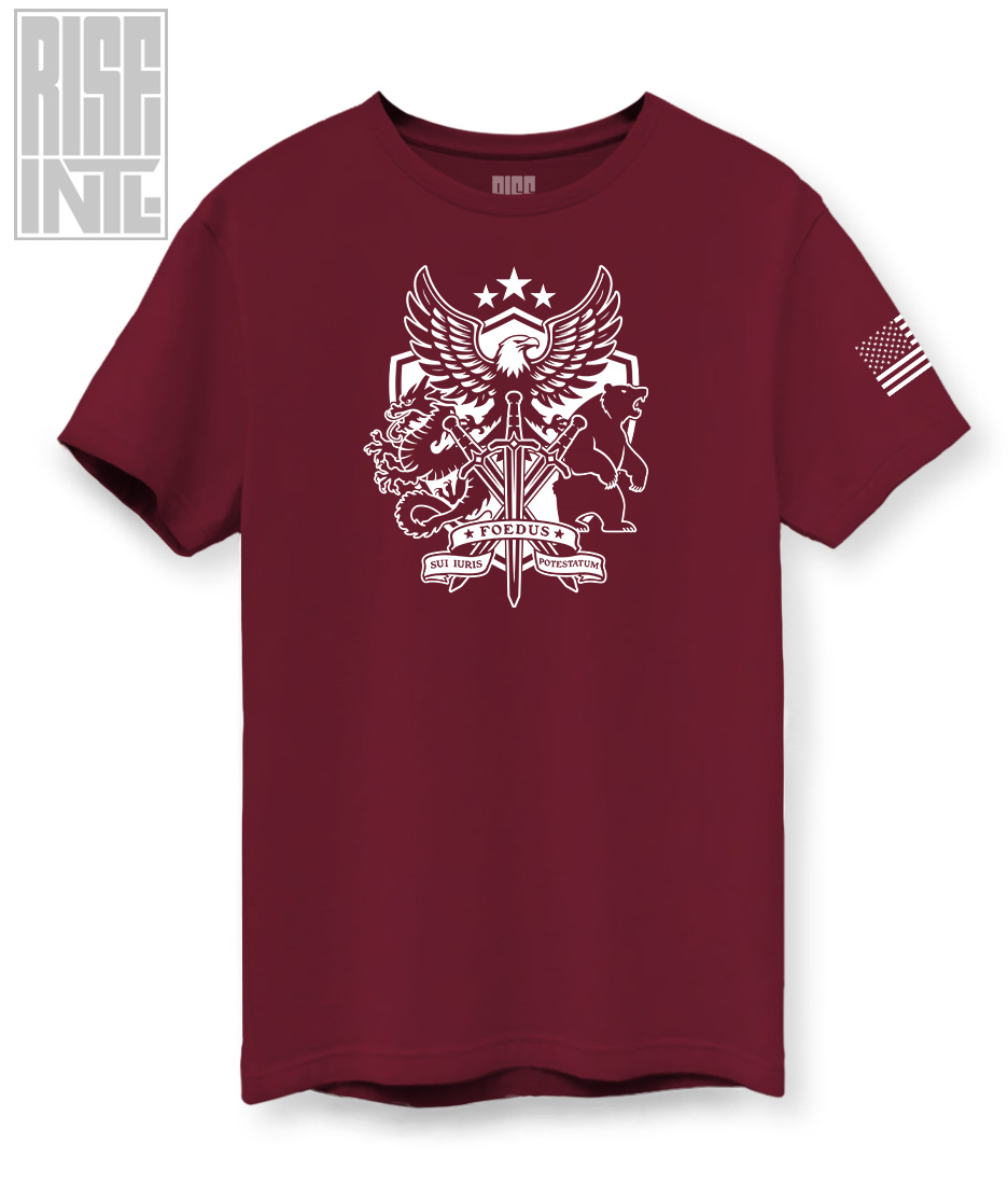 RISE INTL // Badlands Media // Sovereign Alliance // DTG Unisex Cotton Tee // Red // Front