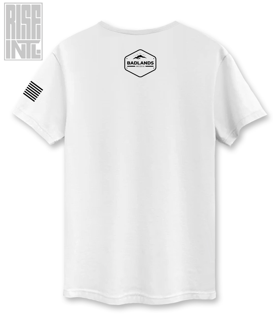 RISE INTL // Badlands Media // Sovereign Alliance // DTG Unisex Cotton Tee // White // Back