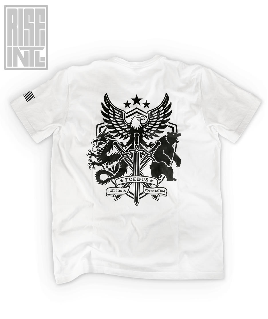 RISE INTL // Badlands Media // Sovereign Alliance // DTG Unisex HEAVYWEIGHT COTTON TEE // White // Back