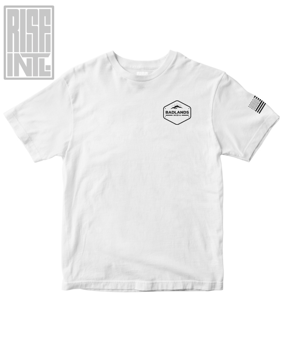 RISE INTL // Badlands Media // Sovereign Alliance // DTG Unisex HEAVYWEIGHT COTTON TEE // White // Back