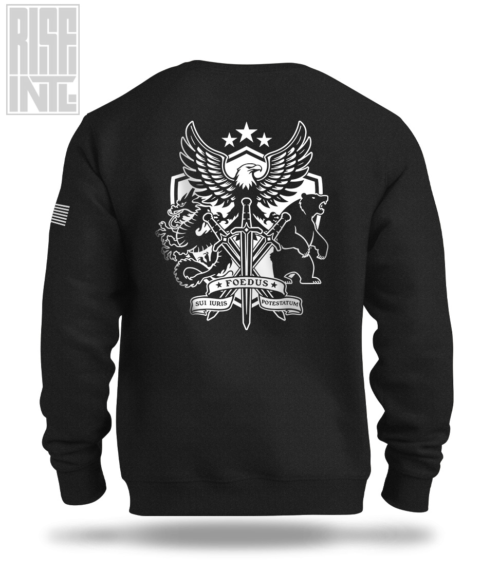 RISE INTL // Badlands Media // Sovereign Alliance // DTG Unisex Sweater Sweatshirt // Back Facing // Black // Back