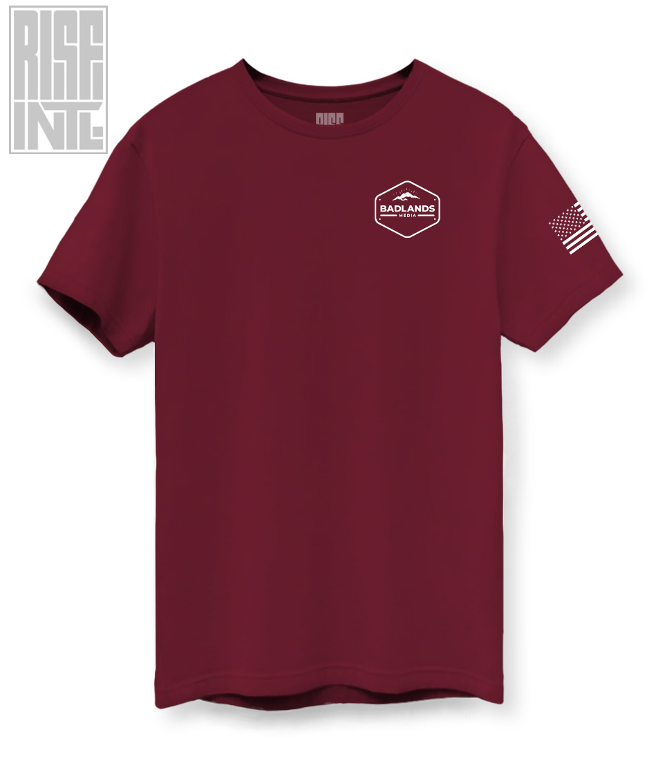 RISE INTL // Badlands Media // Sovereign Alliance // DTG Unisex Cotton Tee // Back Facing // Red // Front
