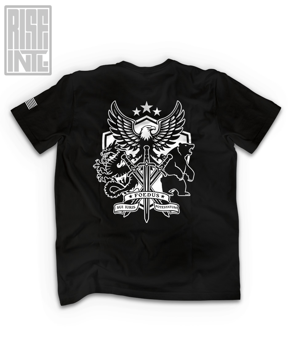 RISE INTL // Badlands Media // Sovereign Alliance // DTG Unisex HEAVYWEIGHT COTTON TEE // Black // Back