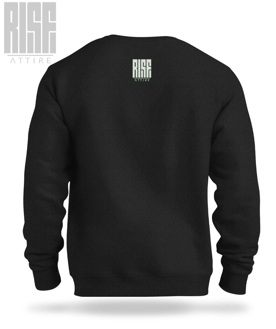 SLAVE NO MORE // Cotton DTG Unisex SWEATER SWEATSHIRT // BLACK // BACK // RISE ATTIRE