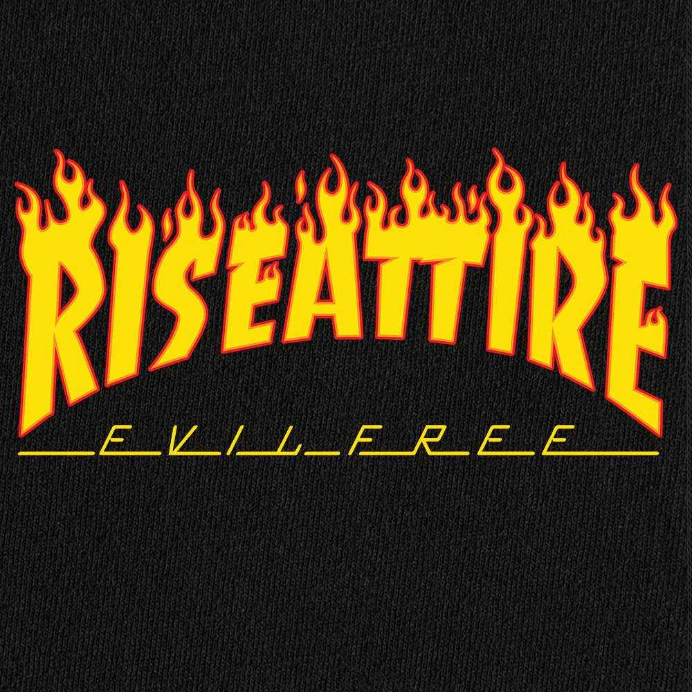 UP IN FLAMES // RISE ATTIRE // DESIGN DETAIL YELLOW on BLACK