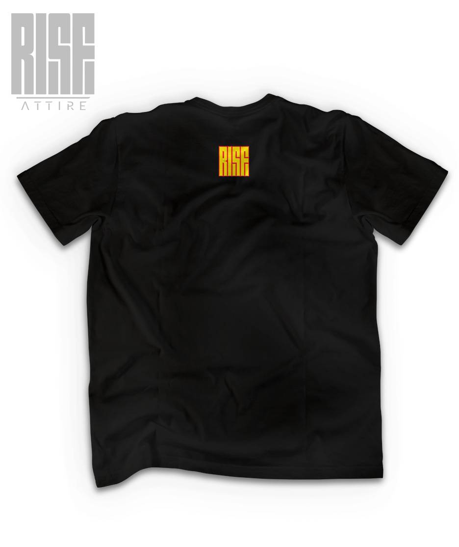 UP IN FLAMES // Heavyweight DTG Cotton Tee // BLACK // BACK // RISE ATTIRE
