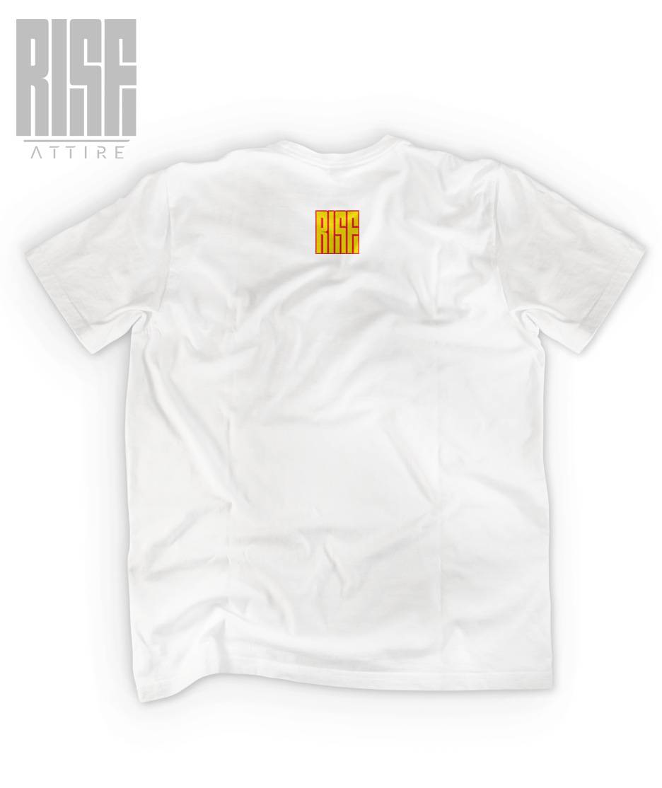 UP IN FLAMES // Heavyweight DTG Cotton Tee // WHITE // BACK // RISE ATTIRE