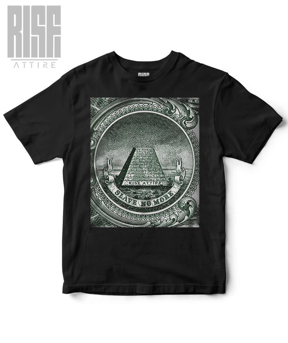 SLAVE NO MORE // Cotton DTG Heavyweight Tee // BLACK // FRONT // RISE ATTIRE