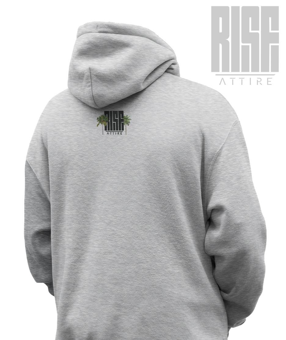 Hell // Epstein // Unisex Cotton Pullover Hoodie // GRAY GREY // Back // RISE ATTIRE