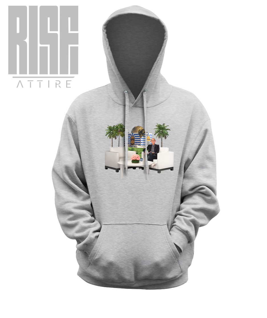 Hell // Epstein // Unisex Cotton Pullover Hoodie // GRAY GREY // Front // RISE ATTIRE