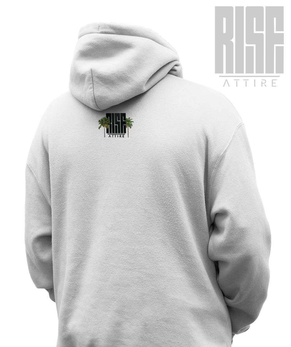 Hell // Epstein // Unisex Cotton Pullover Hoodie // WHITE // Back // RISE ATTIRE