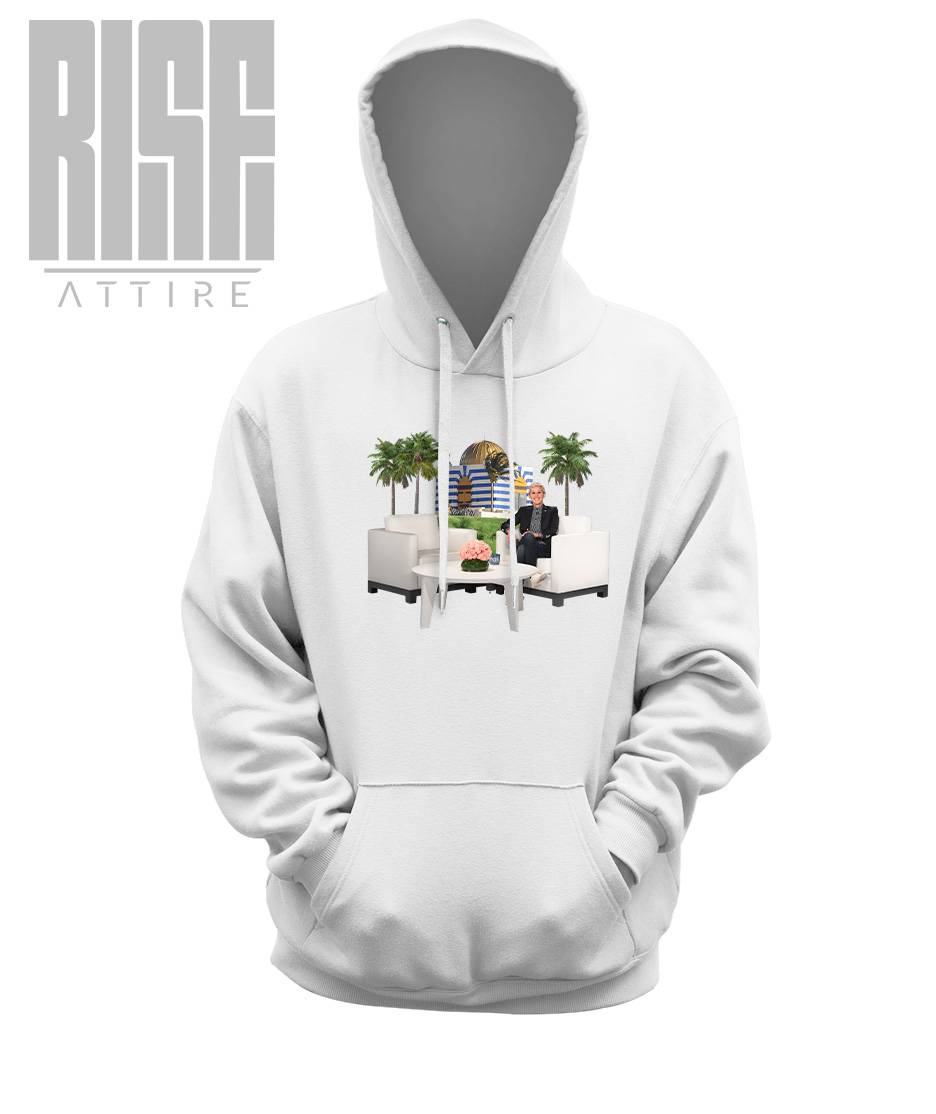 Hell // Epstein // Unisex Cotton Pullover Hoodie // WHITE // Front // RISE ATTIRE