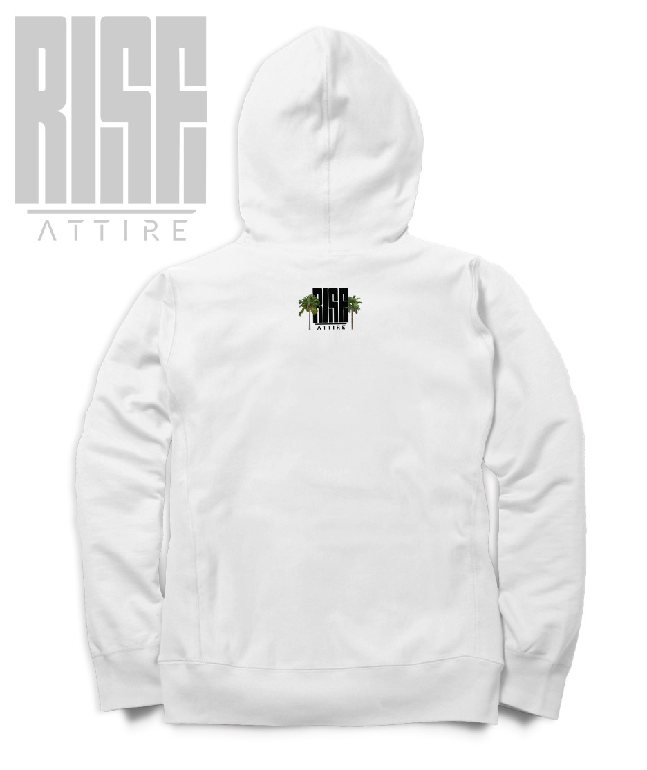 Hell // Epstein // Unisex Cotton Pullover Hoodie // WHITE // Back // RISE ATTIRE