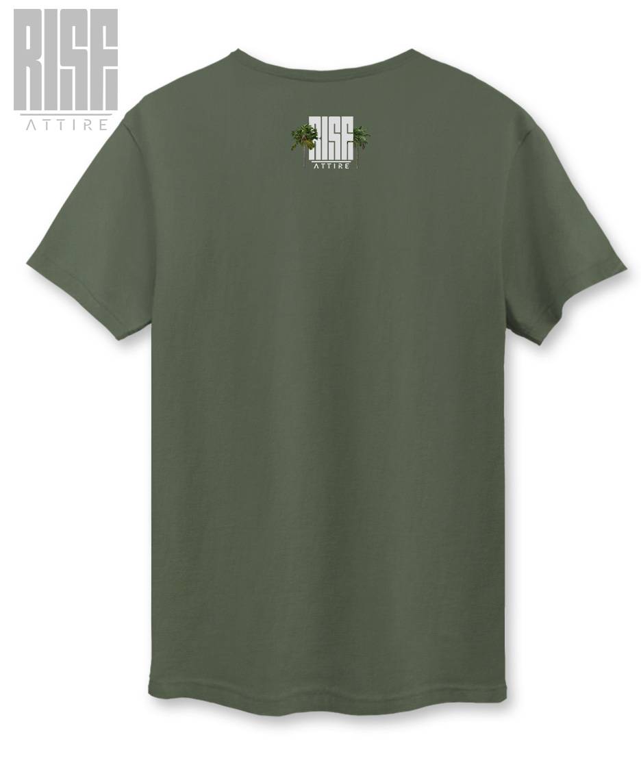 Hell // Epstein // Unisex Cotton Tee // Military Army Green // Back // RISE ATTIRE