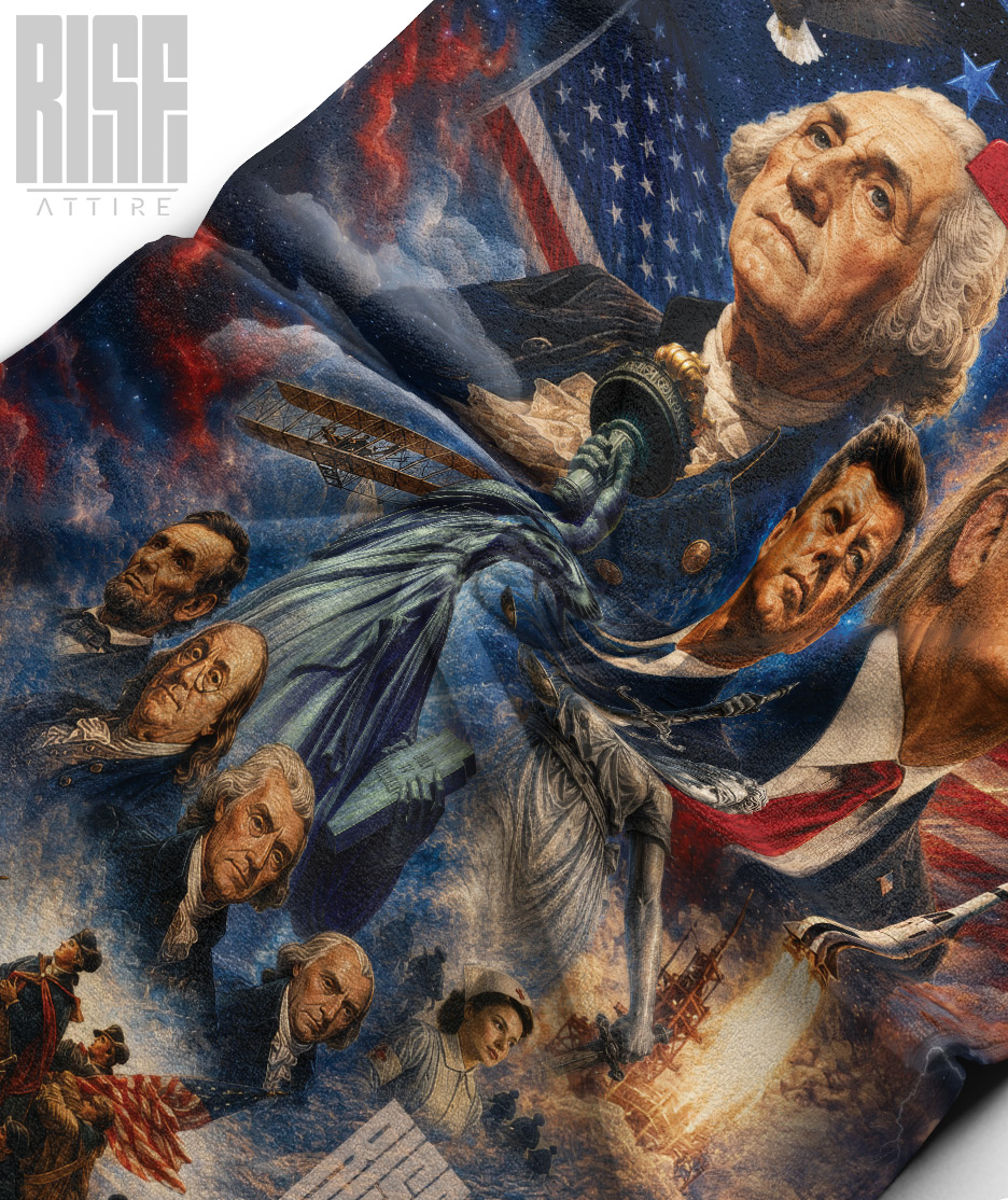 America 250: THE MOVIE // Premium Beach Towel 35" x 60" // DETAIL CLOSEUP // RISE ATTIRE