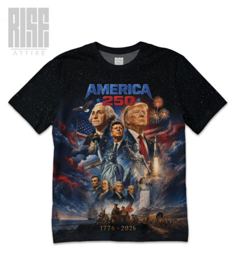 America 250: THE MOVIE // Mens Unisex Premium Tee // FRONT // RISE ATTIRE