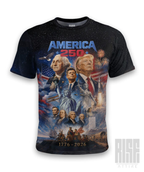 America 250: THE MOVIE // Mens Unisex Premium Tee // FRONT // RISE ATTIRE