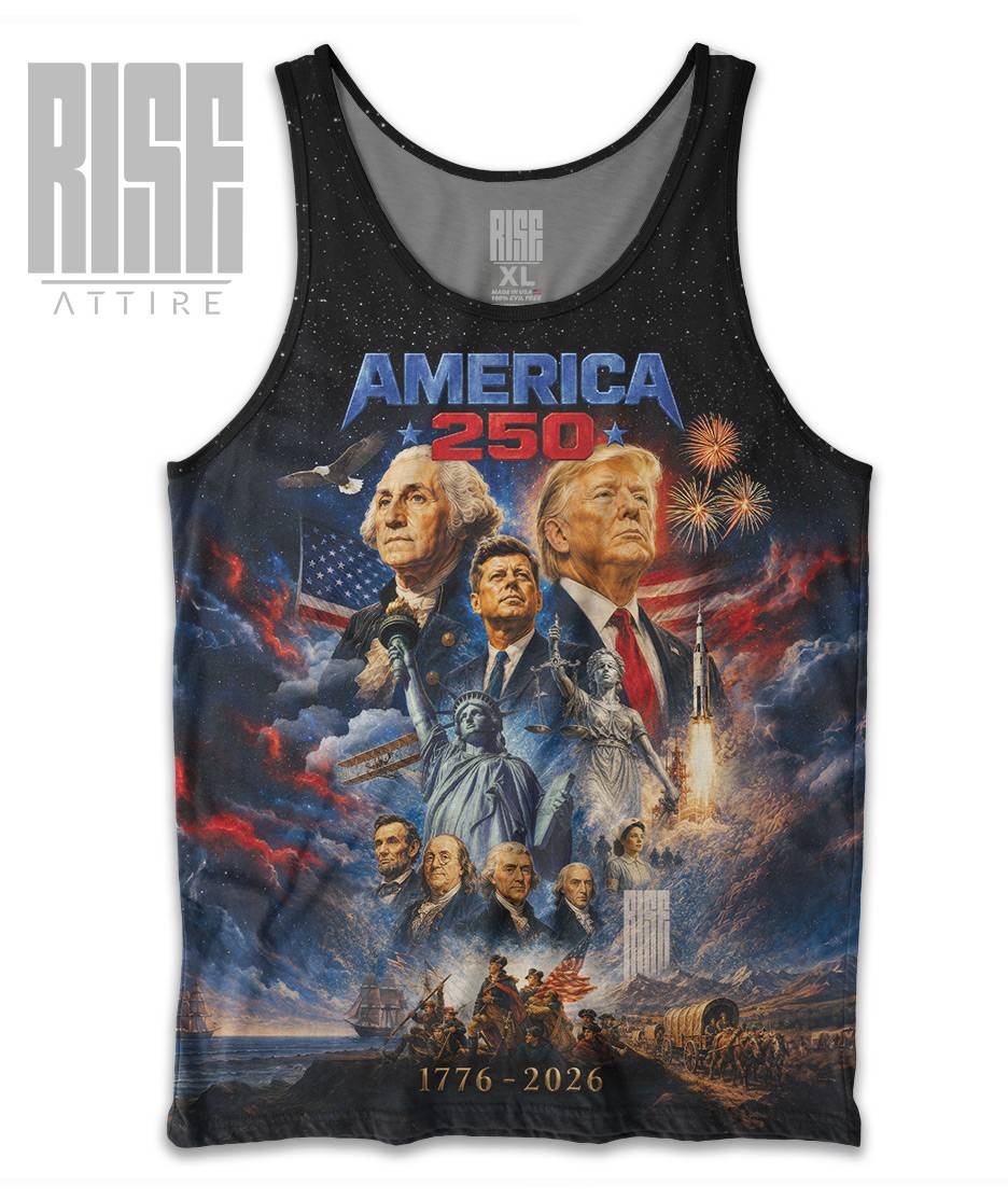 America 250: THE MOVIE // Mens Premium Tank Top // FRONT // RISE ATTIRE