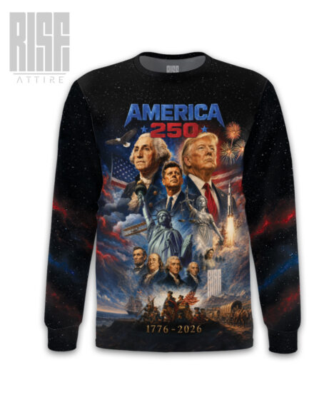 America 250: THE MOVIE // Mens Unisex Premium Sweater // FRONT // RISE ATTIRE