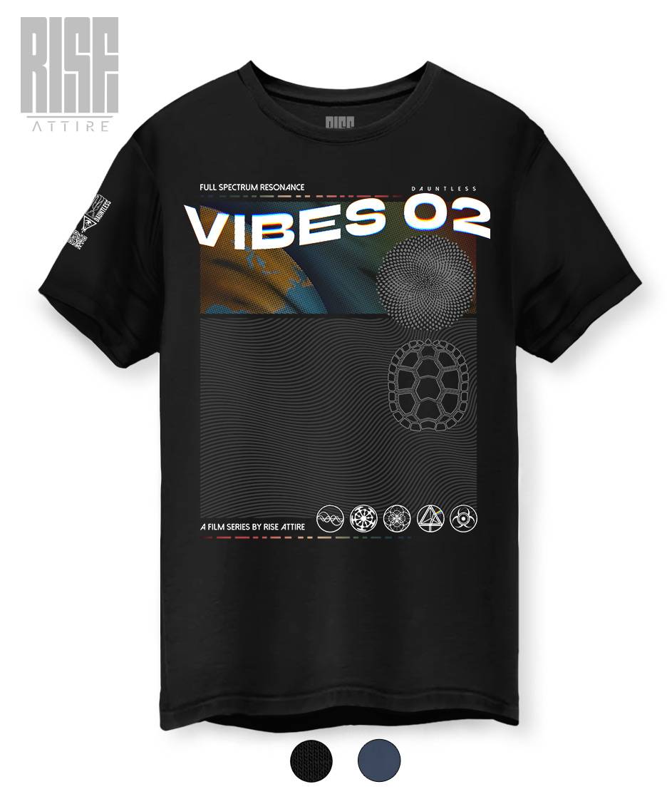 VIBES 02 V1 // Unisex Cotton Tee // Black // Back // Swatches // Vibes Signature Series // RISE ATTIRE