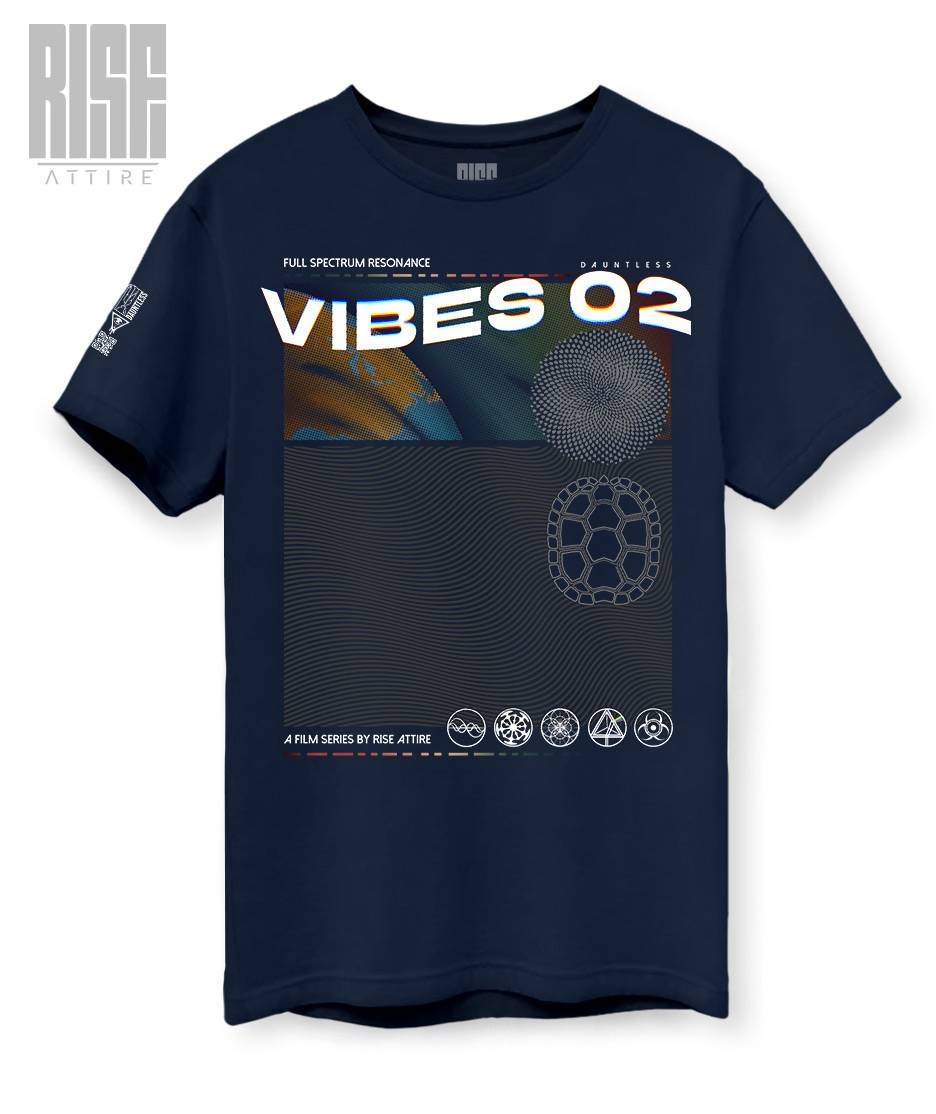 VIBES 02 V1 // Unisex Cotton Tee // Navy Blue // Front // Vibes Signature Series // RISE ATTIRE