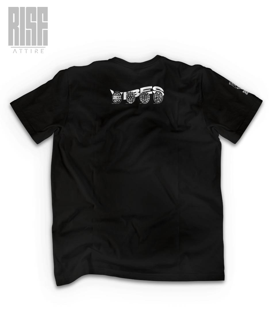 VIBES 02 V1 // Unisex Heavyweight Cotton Tee // BLACK // BACK // Vibes Signature Series // RISE ATTIRE