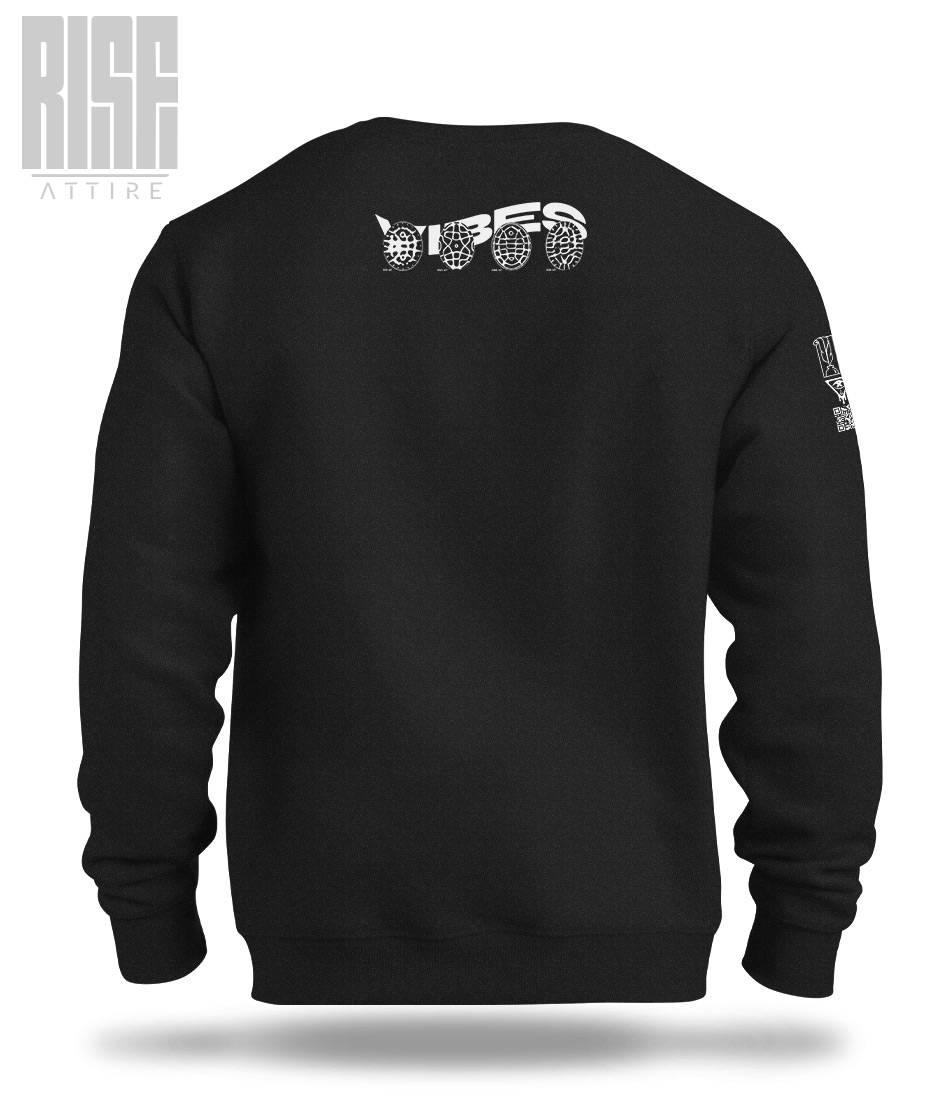 VIBES 02 V1 // Unisex Crewneck Sweater // BLACK // BACK // Vibes Signature Series // RISE ATTIRE