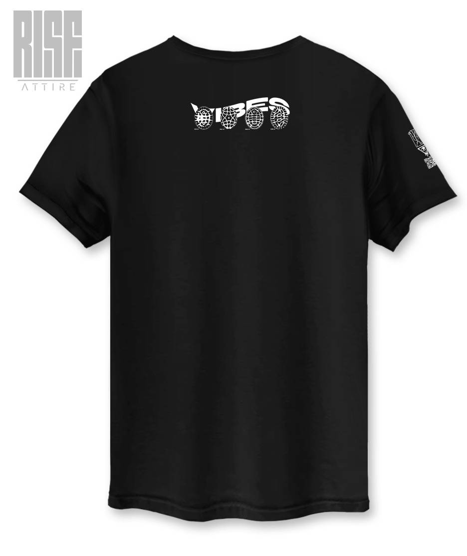 VIBES 02 V1 // Unisex Cotton Tee // Black // Back // Vibes Signature Series // RISE ATTIRE