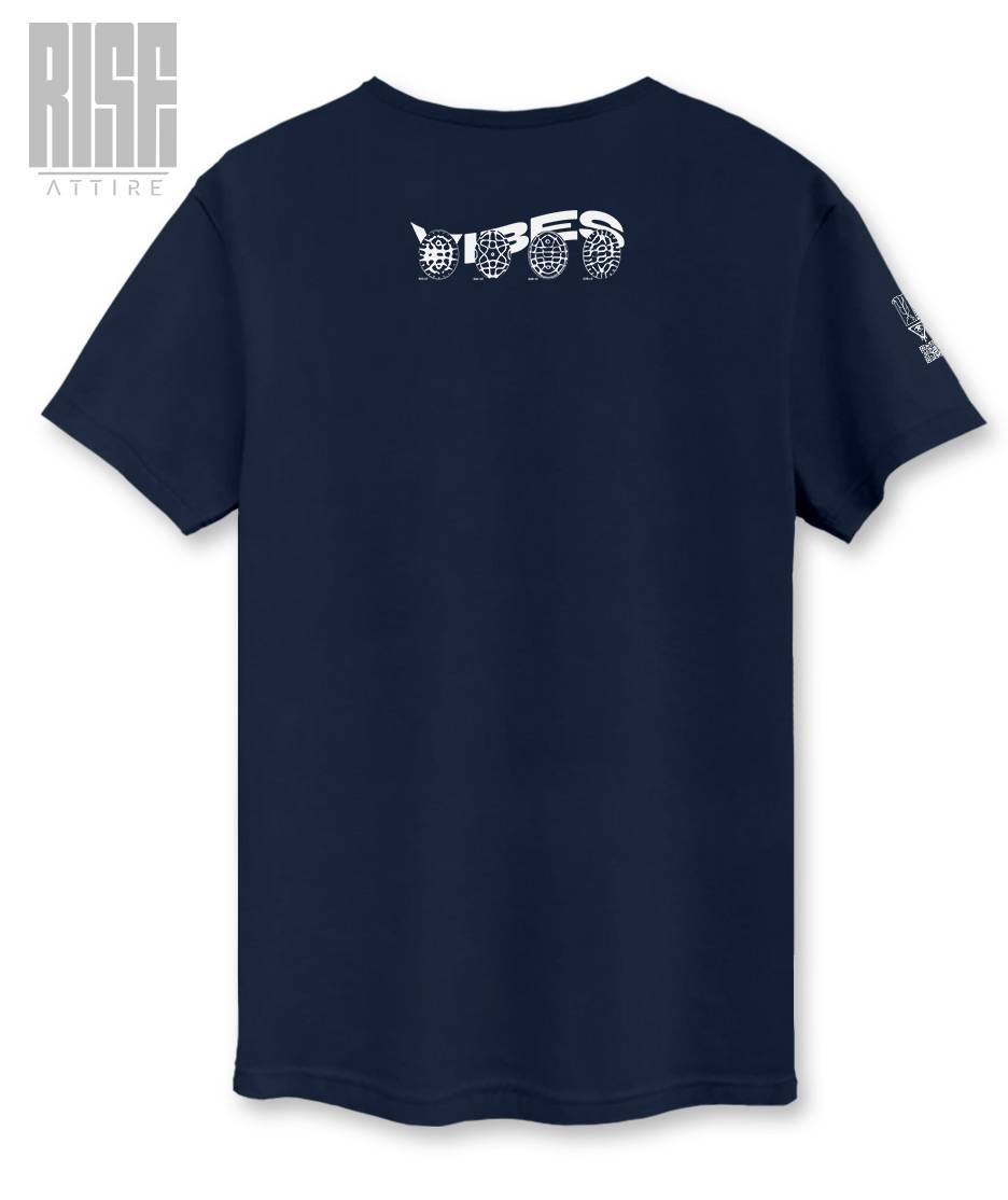 VIBES 02 V1 // Unisex Cotton Tee // Navy Blue // Back // Vibes Signature Series // RISE ATTIRE