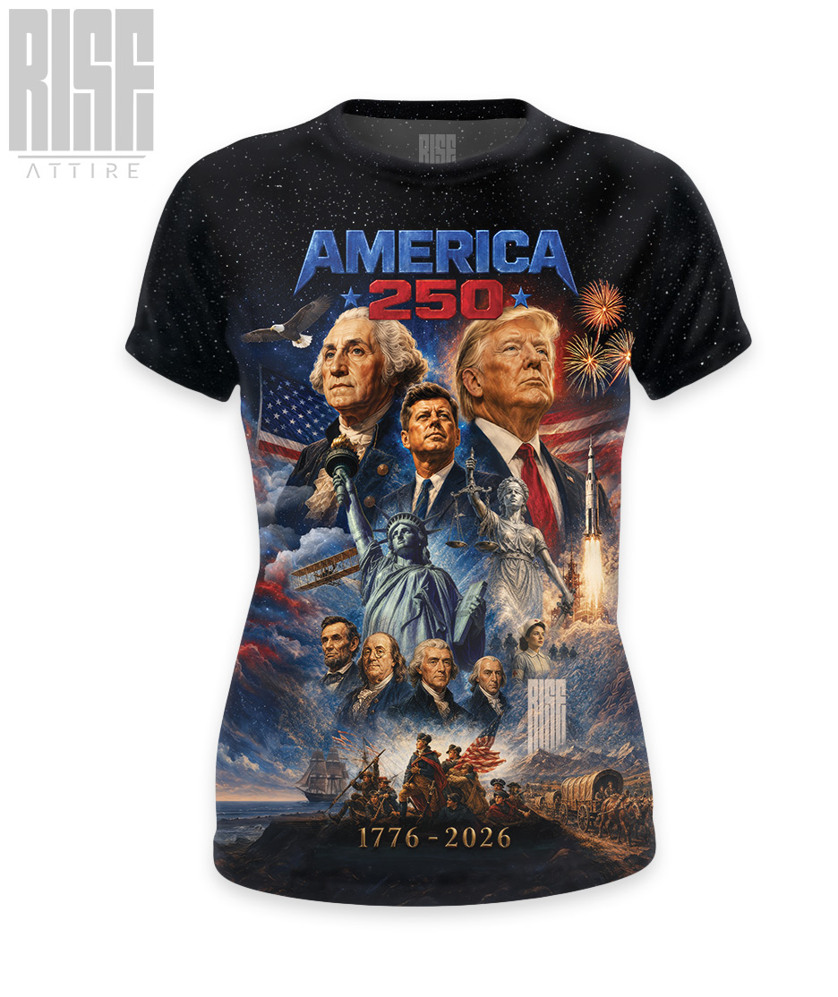 America 250: THE MOVIE // Womens Premium Tee // FRONT // RISE ATTIRE