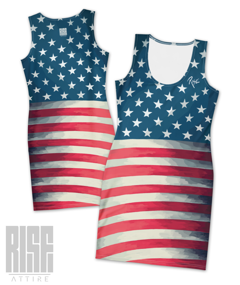 NEW // FLAG SWAG // BODYCON DRESS // By Rise Attire produced by third party manufacturing