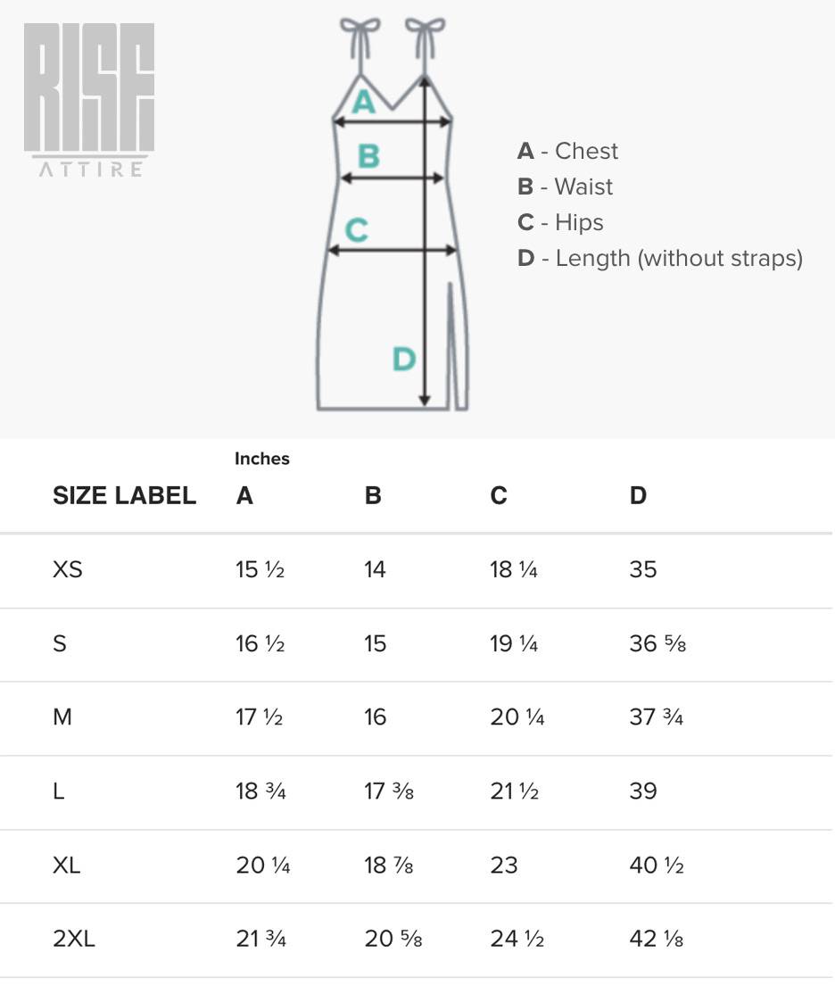 TIE STRAP DRESS SIZE GUIDE