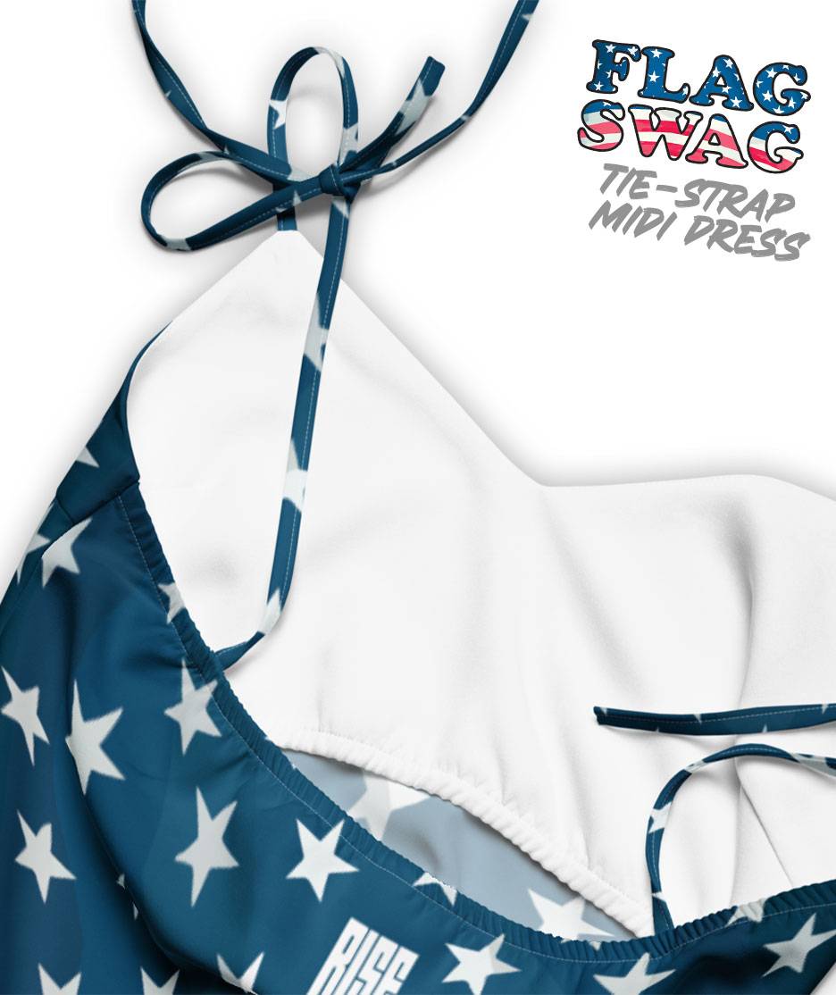 NEW // FLAG SWAG // TIE-STRAP MIDI DRESS // By Rise Attire produced by third party manufacturing